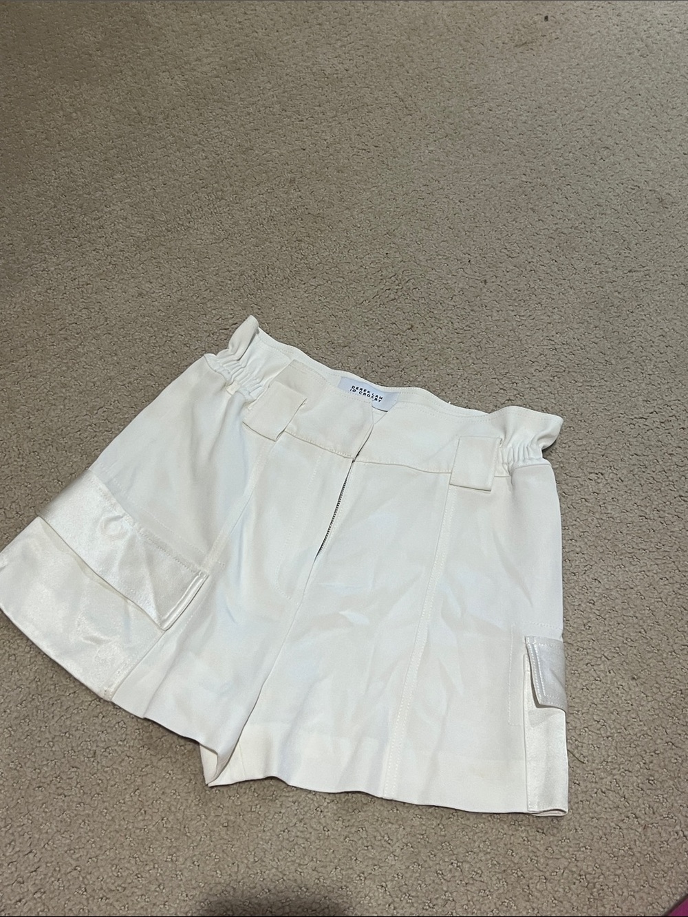 10 Crosby Derek Lam Cream Paperbag-Waist Shorts
